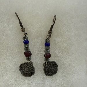 Oriental Beaded Earrings with Silver Accents